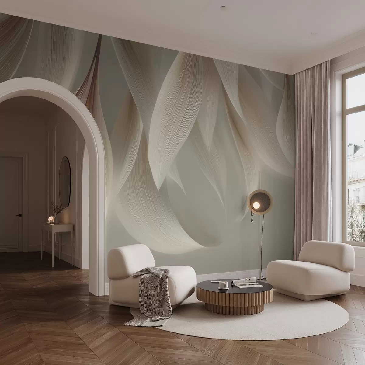 fototapeter Hengende blader med stiliserte konturer w04706