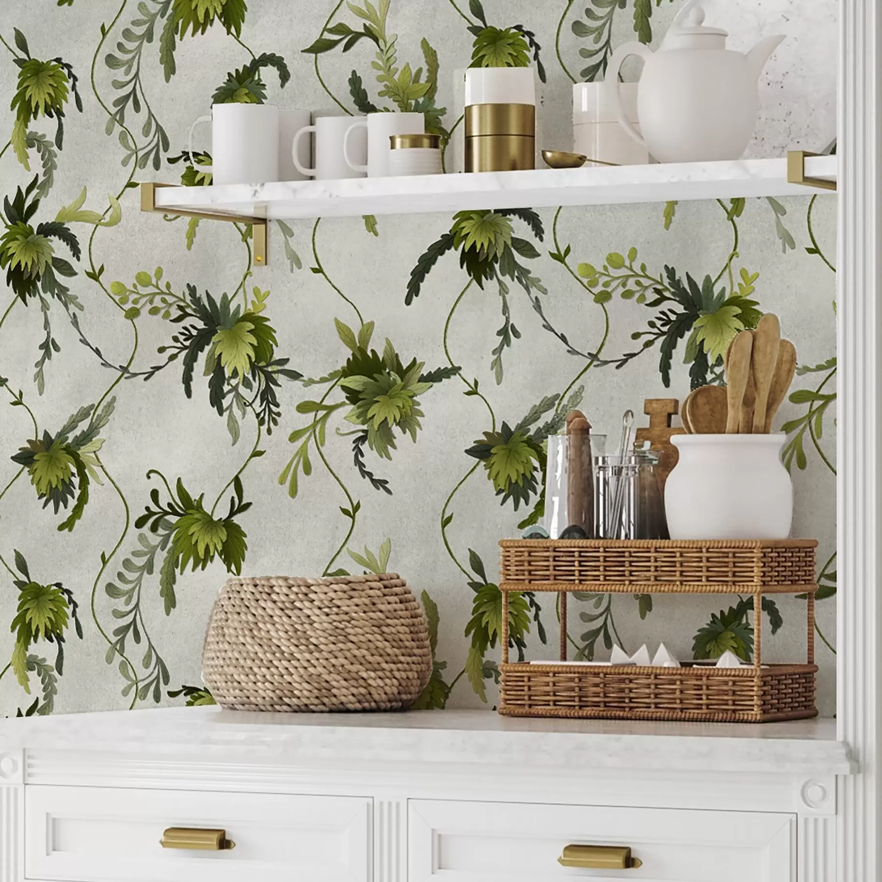 fototapeter Klatring grener med blader på en lys bakgrunn a00806