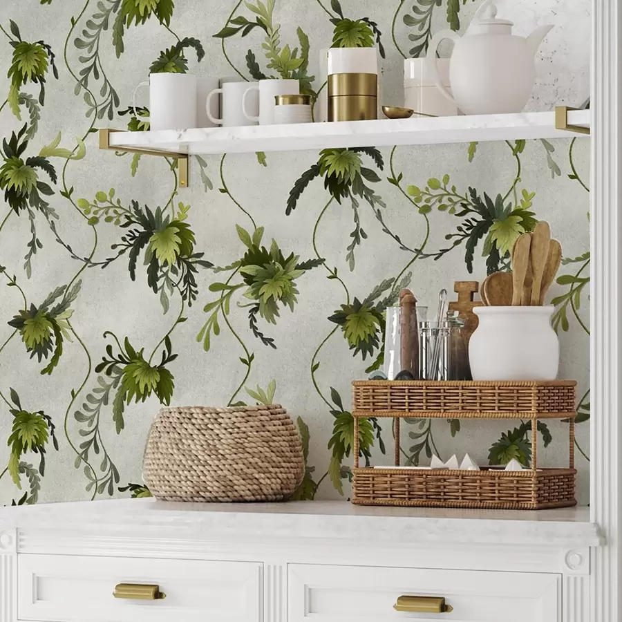 fototapeter Klatring grener med blader på en lys bakgrunn a00806