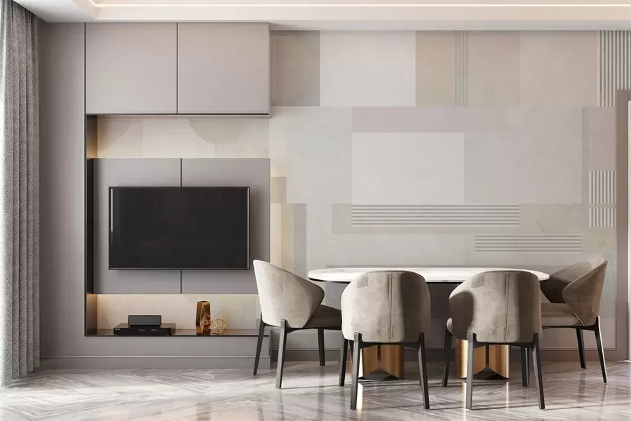 fototapeter abstrakt geometri i grå og beige toner w04635