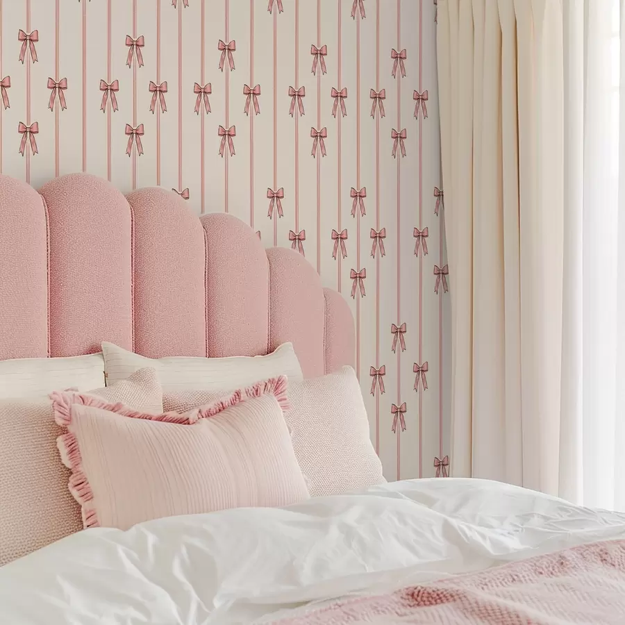 fototapeter Vertikale bånd med sløyfer, elfenbensfarget bakgrunn a00653