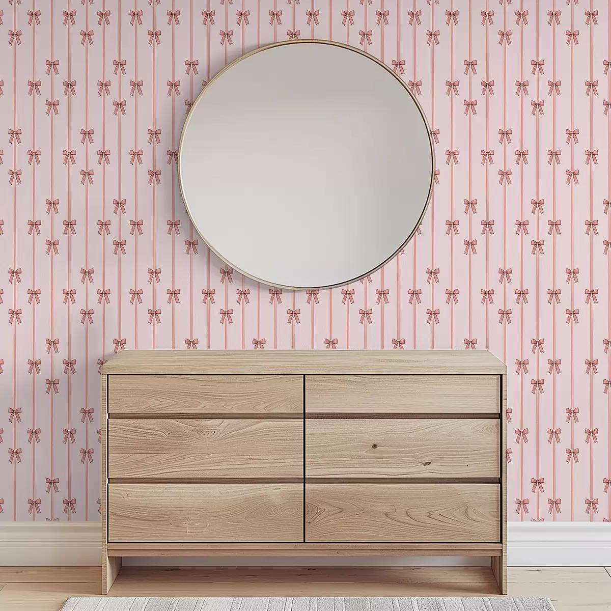 Bakgrunn Vertikale bånd med sløyfer, pudderrosa bakgrunn a00653v2