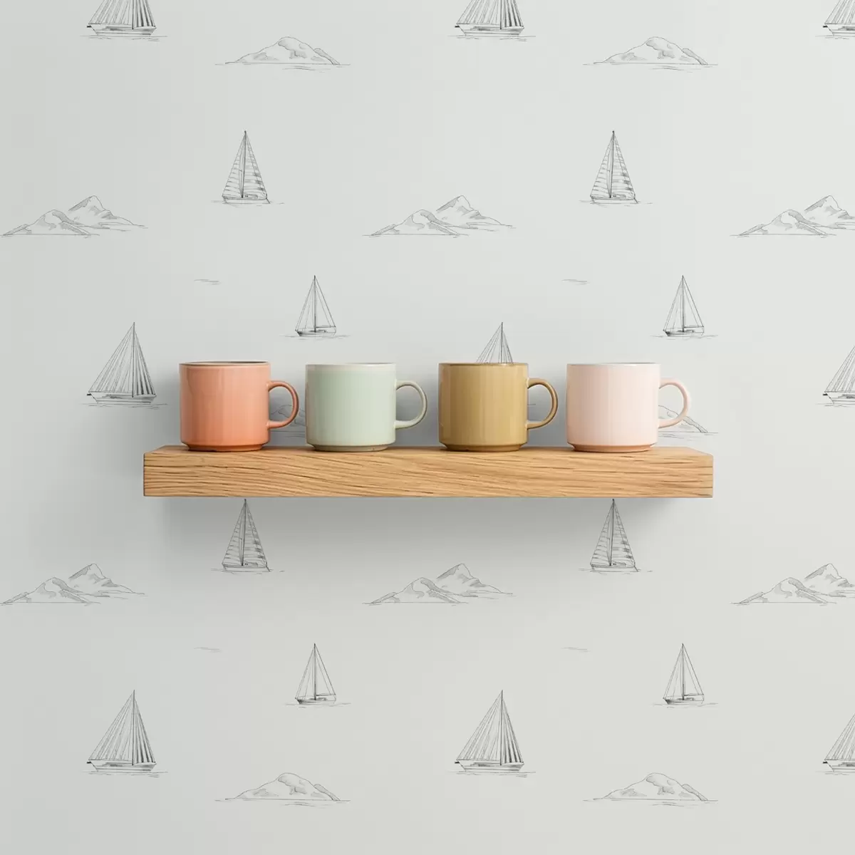 Bakgrunn Skisse av yachter og øyer, lys bakgrunn a00654v2