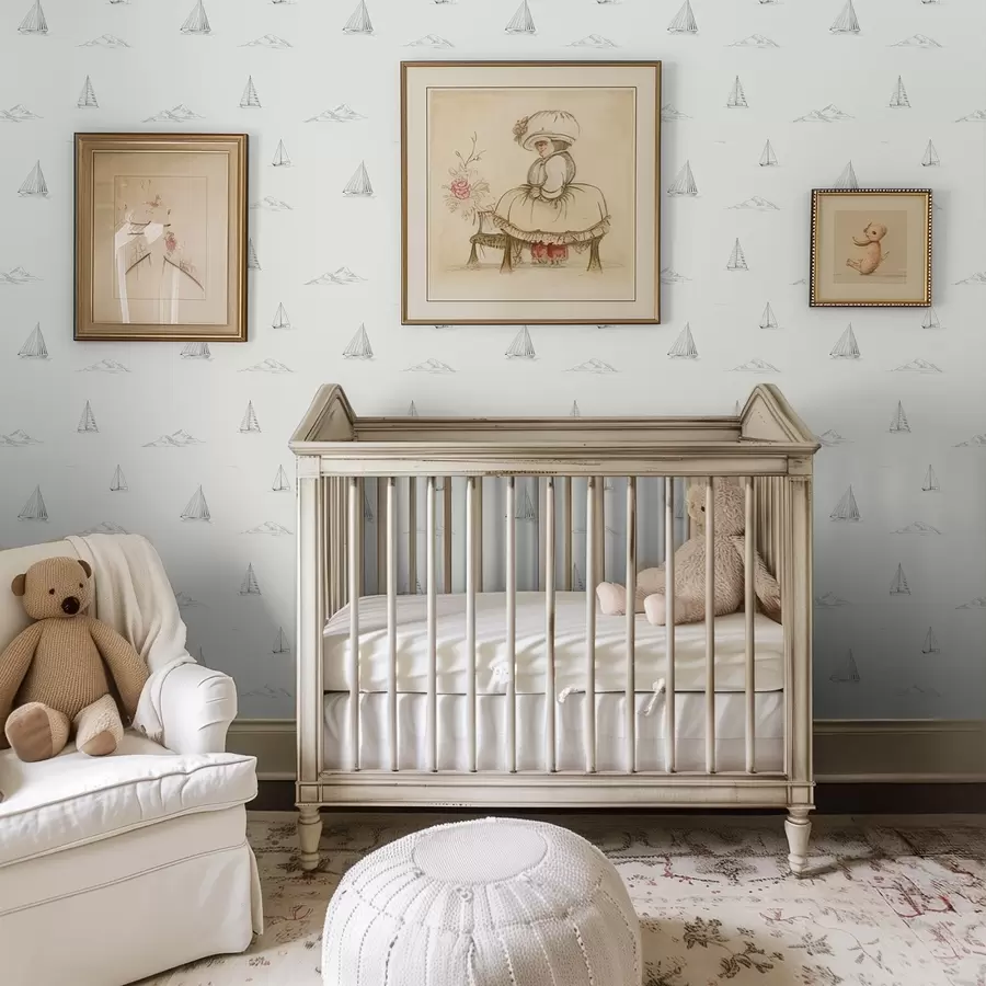 fototapeter Skisse av yachter og øyer, lys bakgrunn a00654v2