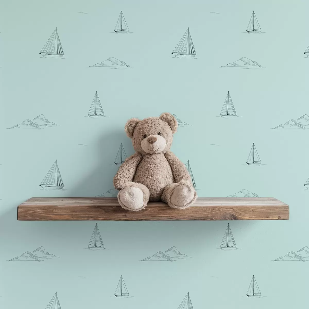 Bakgrunn Skisse av yachter og øyer, mintgrønn bakgrunn a00654v4