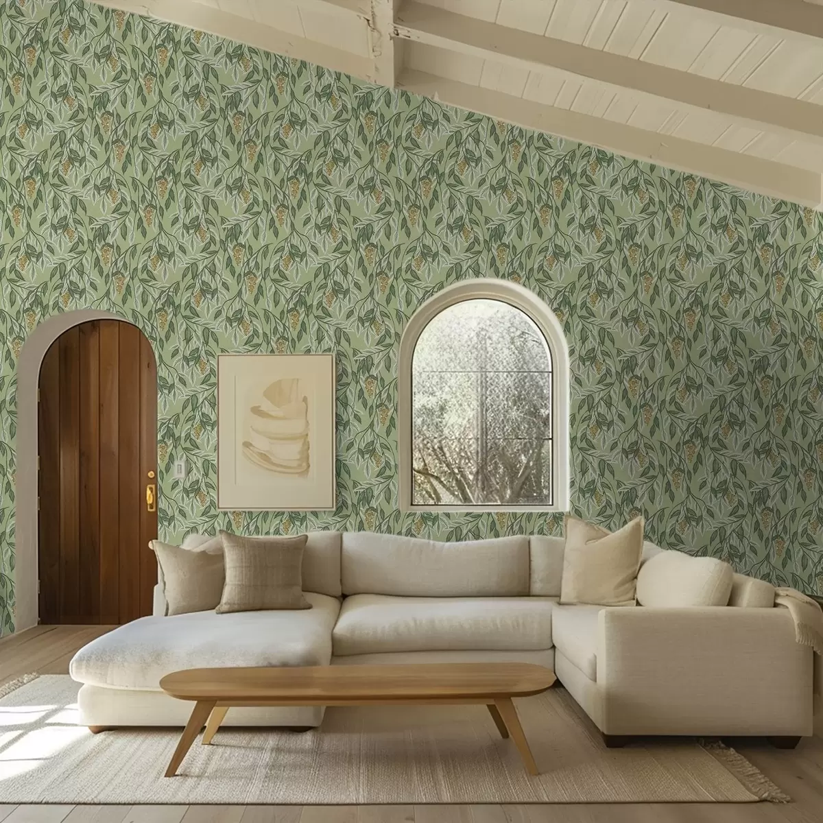 Bakgrunn Grener med bærklynger på grønn bakgrunn a00734