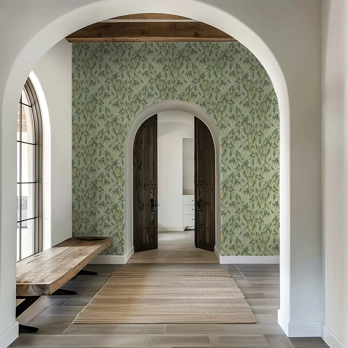 Bakgrunn Grener med bærklynger på grønn bakgrunn a00734