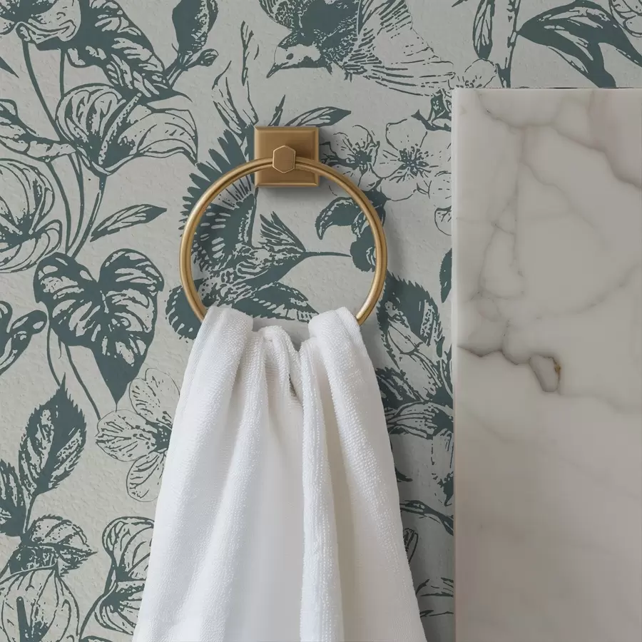 fototapeter Monokrom blomsterornament med fugler a00737