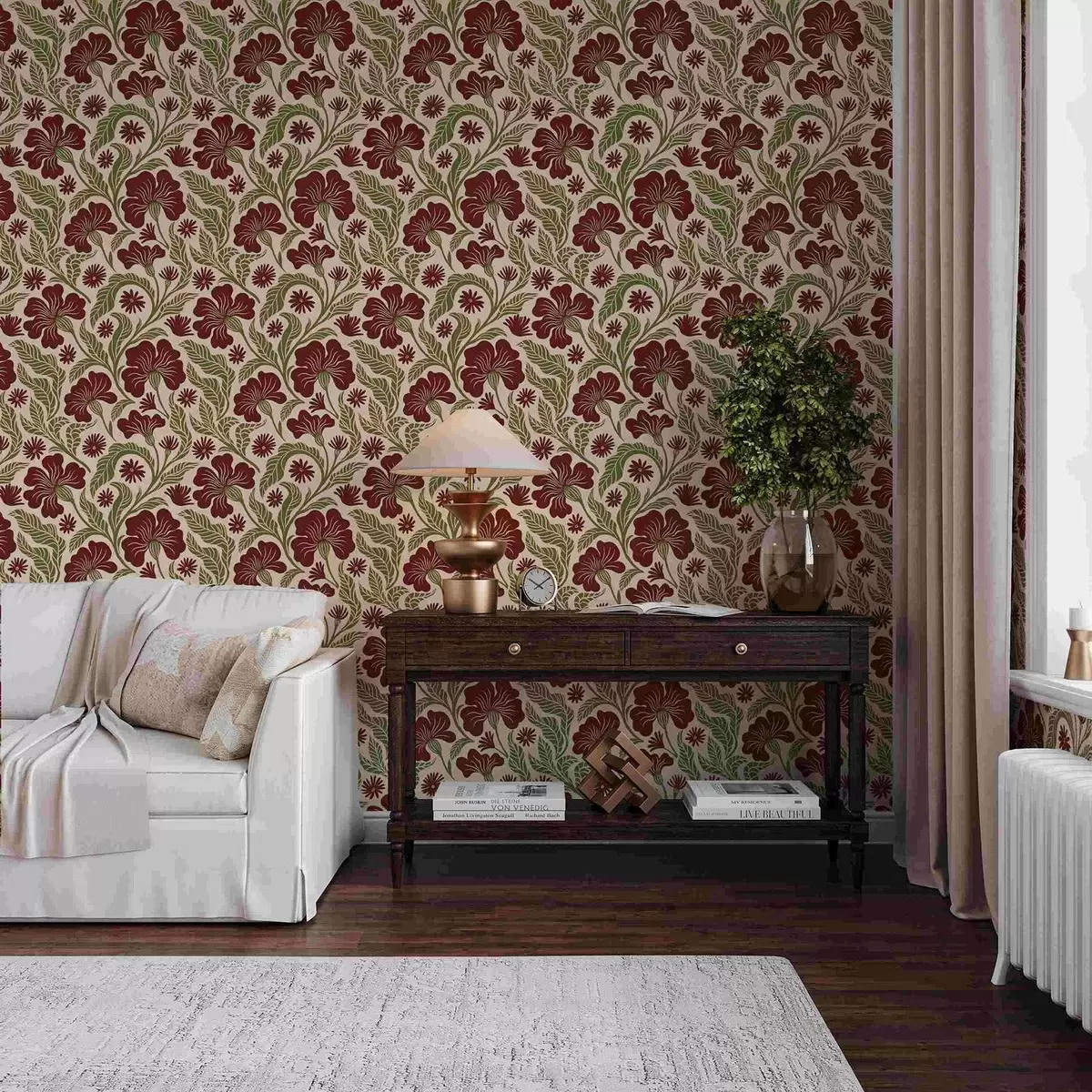 Bakgrunn Burgunderblomster med grønne blader på lys bakgrunn a00761