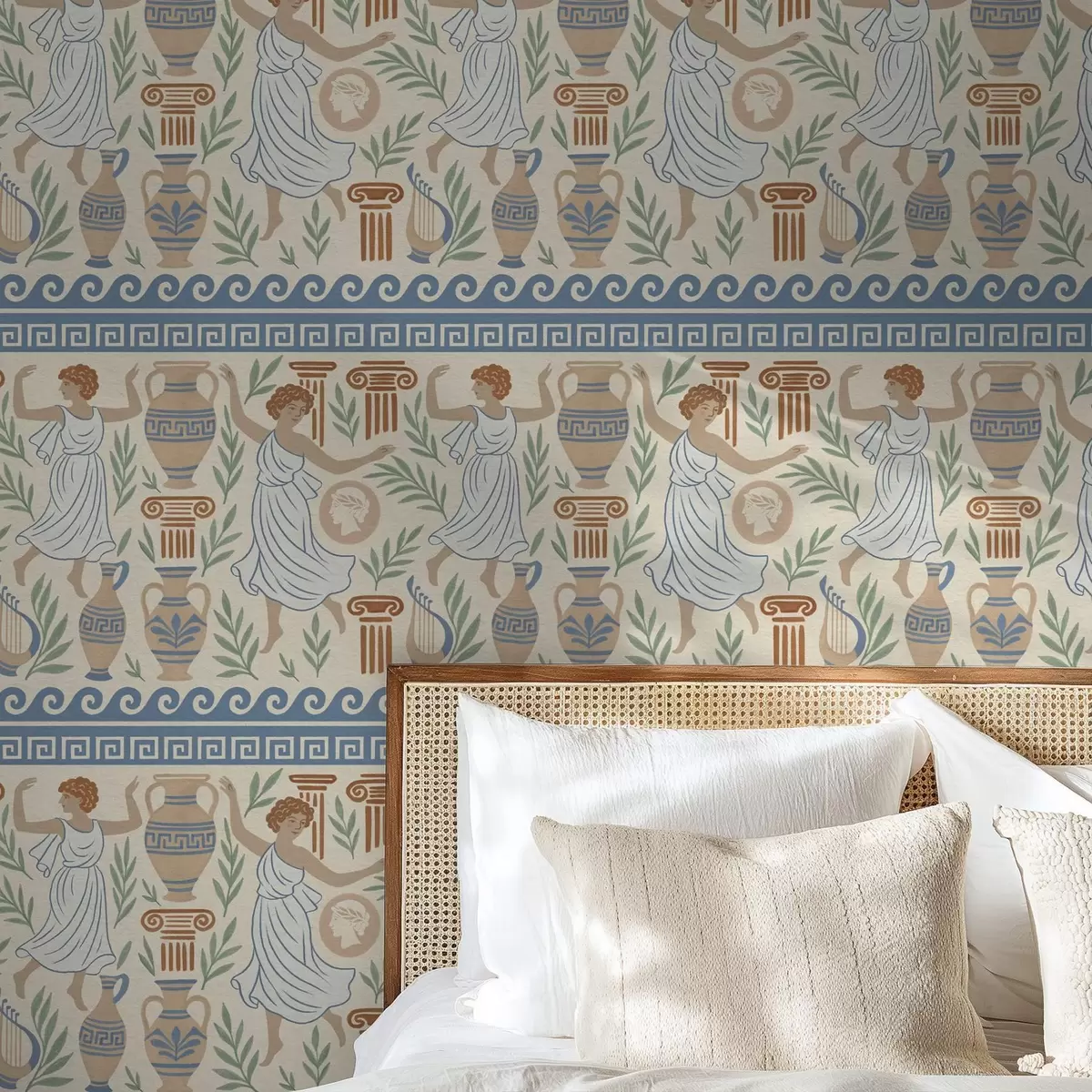 Bakgrunn Gammelgresk ornament med figurer, vaser og søyler a00768