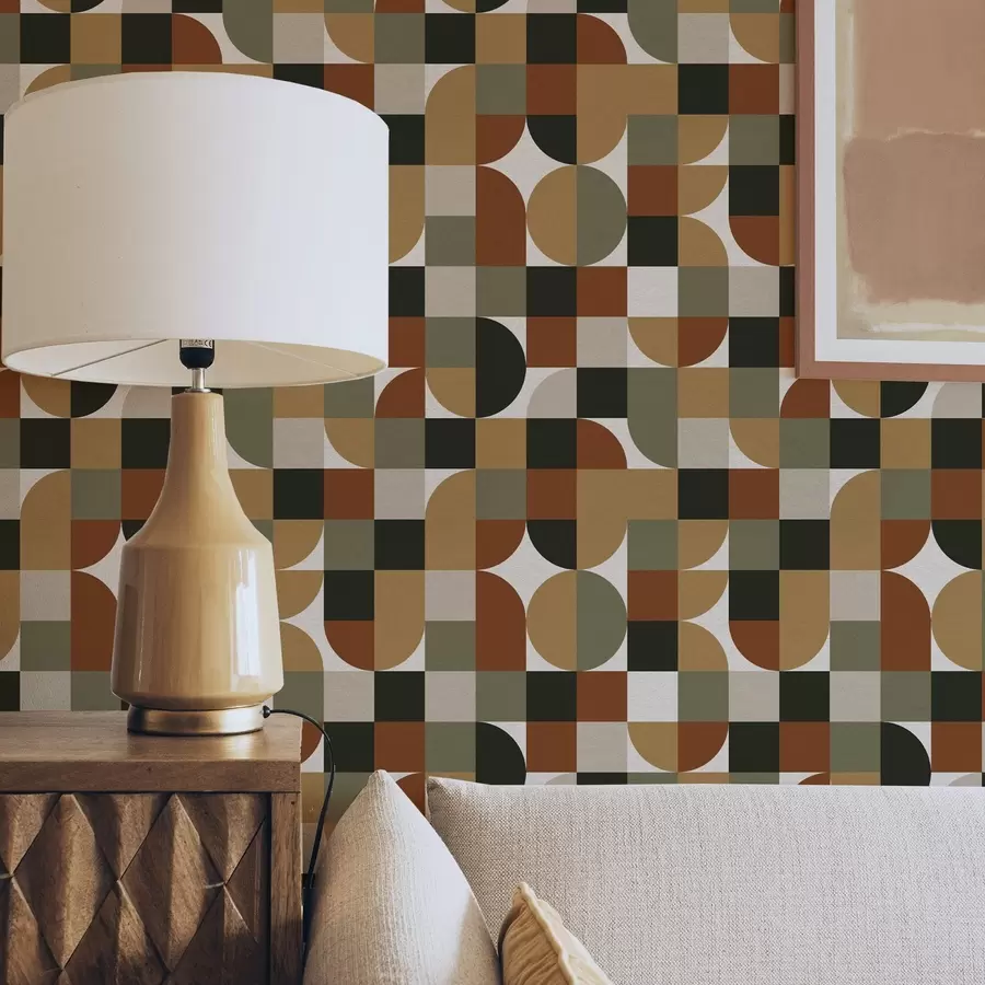 fototapeter Modulær geometri i varme jordfarger a00770