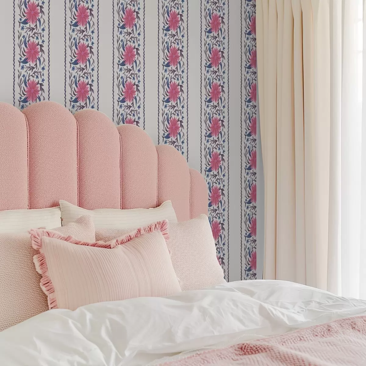 Bakgrunn Vertikale blomsterstriper i rosa-lilla toner a00810