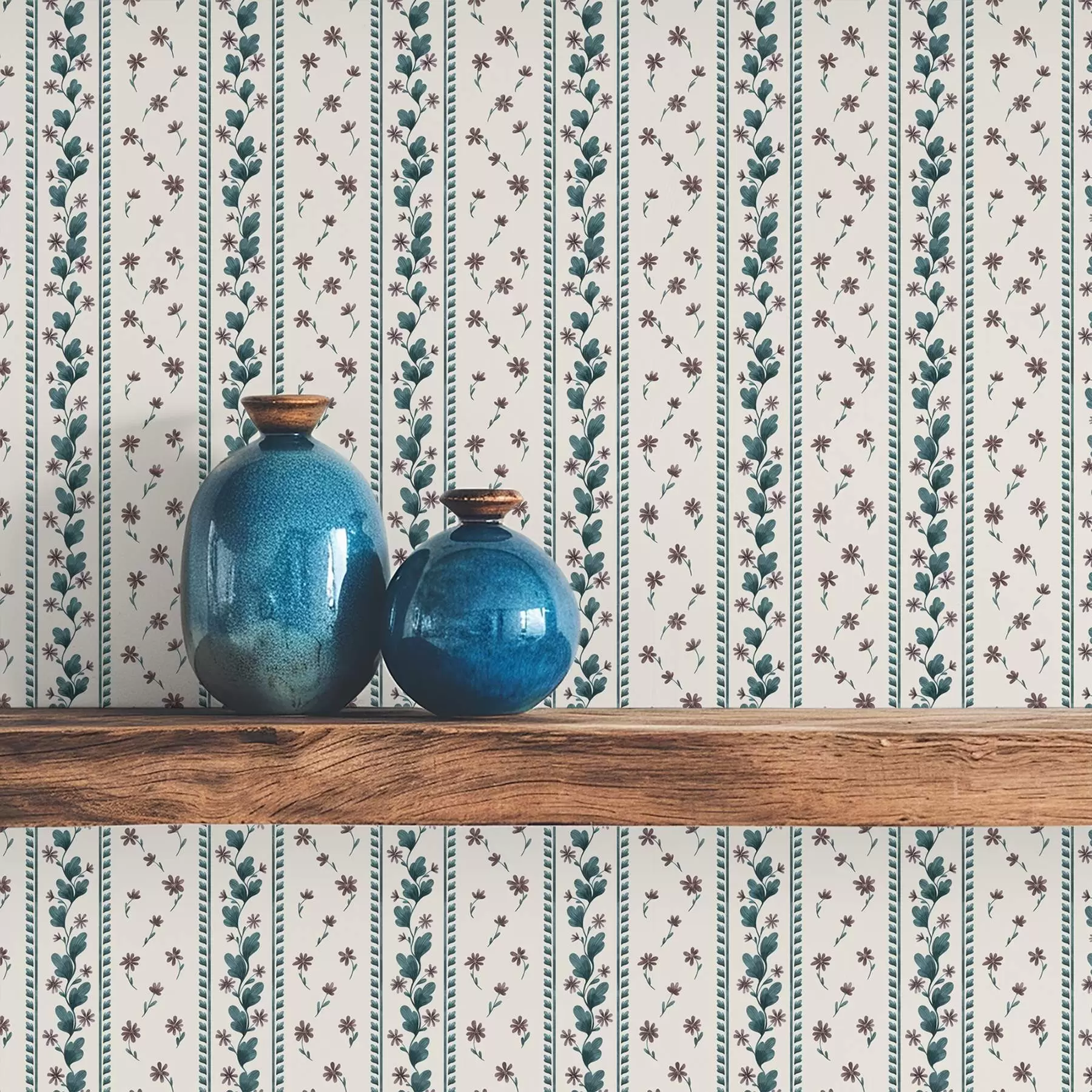 fototapeter Vertikale blomsterstriper i blåbrune toner a00811