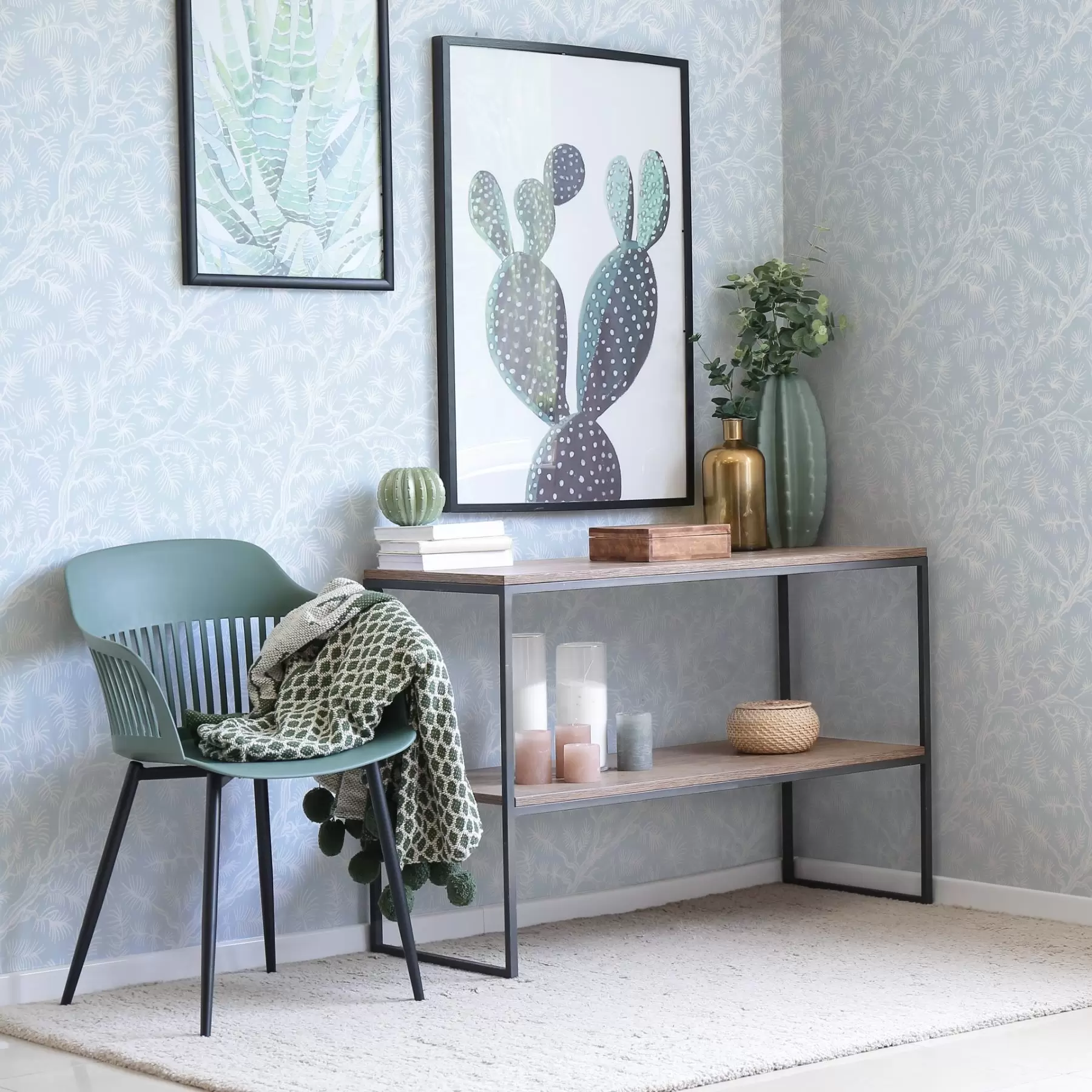 fototapeter Furu-grener i lyse farger på blå bakgrunn a00838