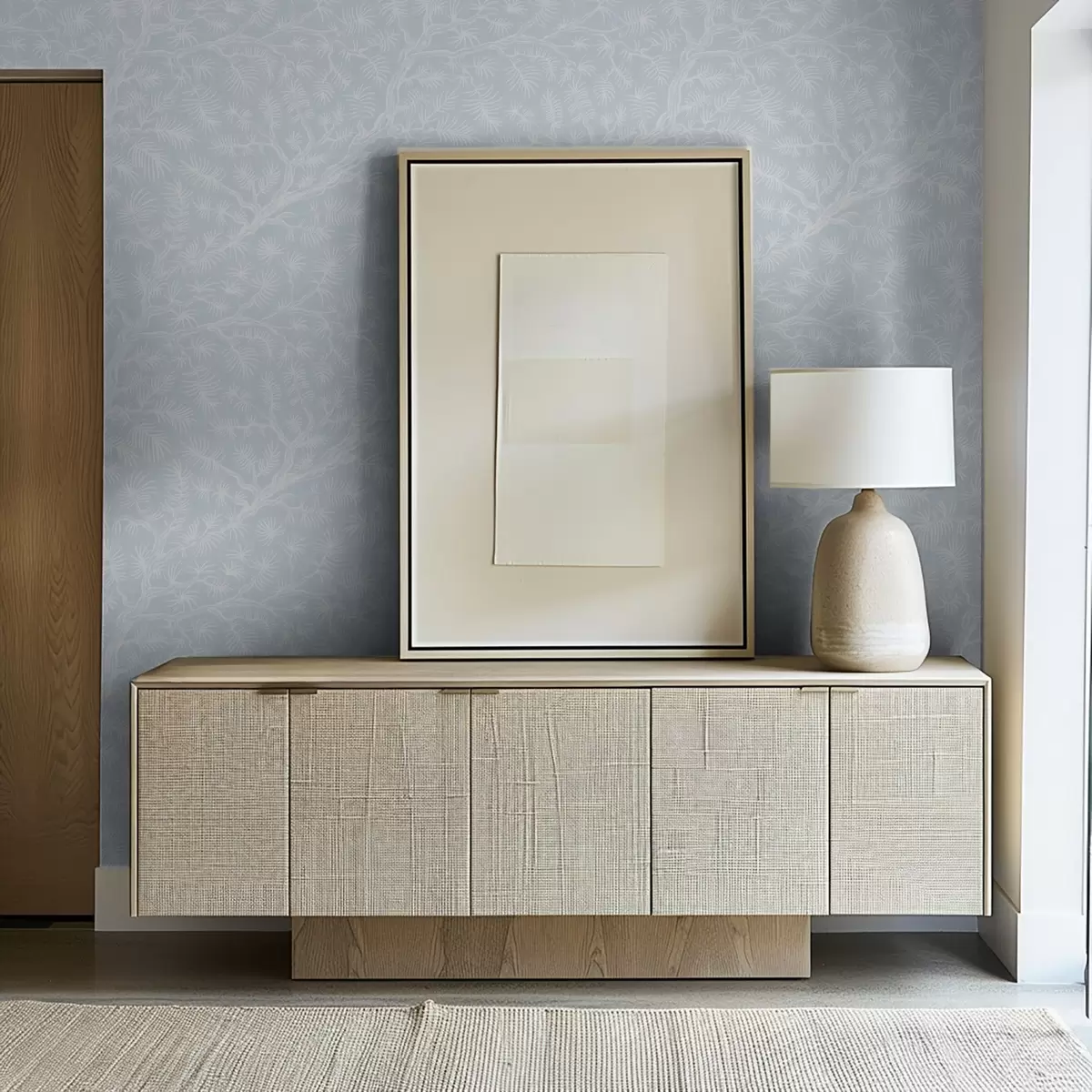 Bakgrunn Furu-grener i lyse farger på blå bakgrunn a00838