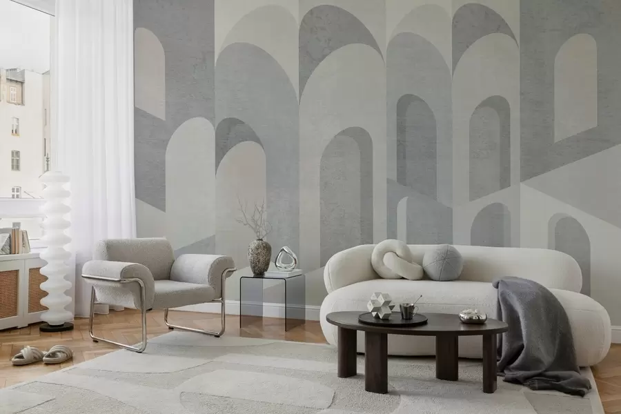 fototapeter urbane metamorfoser av buen i grå og kjølige beige toner w04812v1