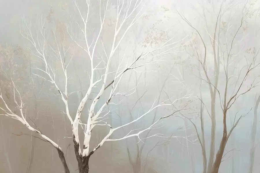 fototapeter Lette grener i morgendisen i pastellfarger w09447