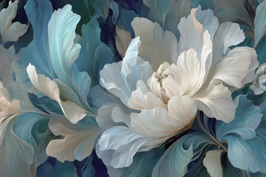 fototapeter Delikat volumetrisk pion i en kjølig fargepalett w09456