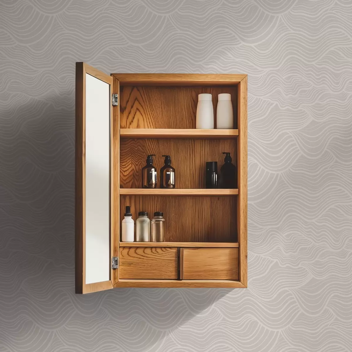 Bakgrunn Tone-i-tone bølgelinjer på varm beige a00681v1