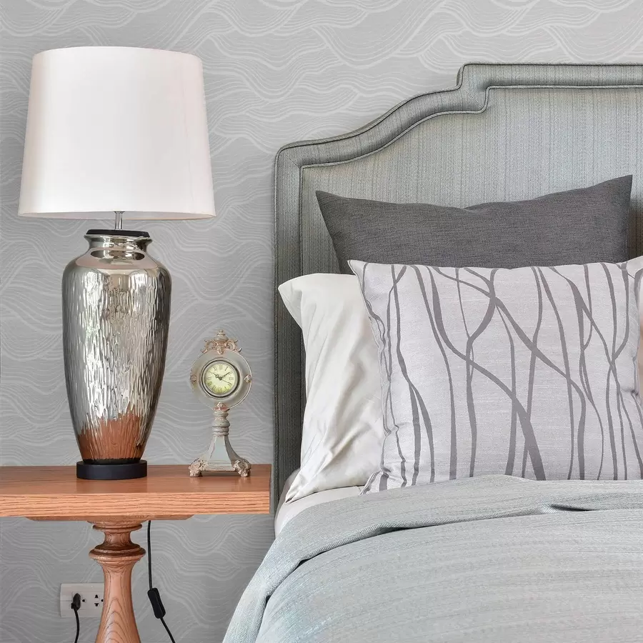 fototapeter Svært lysegrå bølger med en fin linjerytme a00682