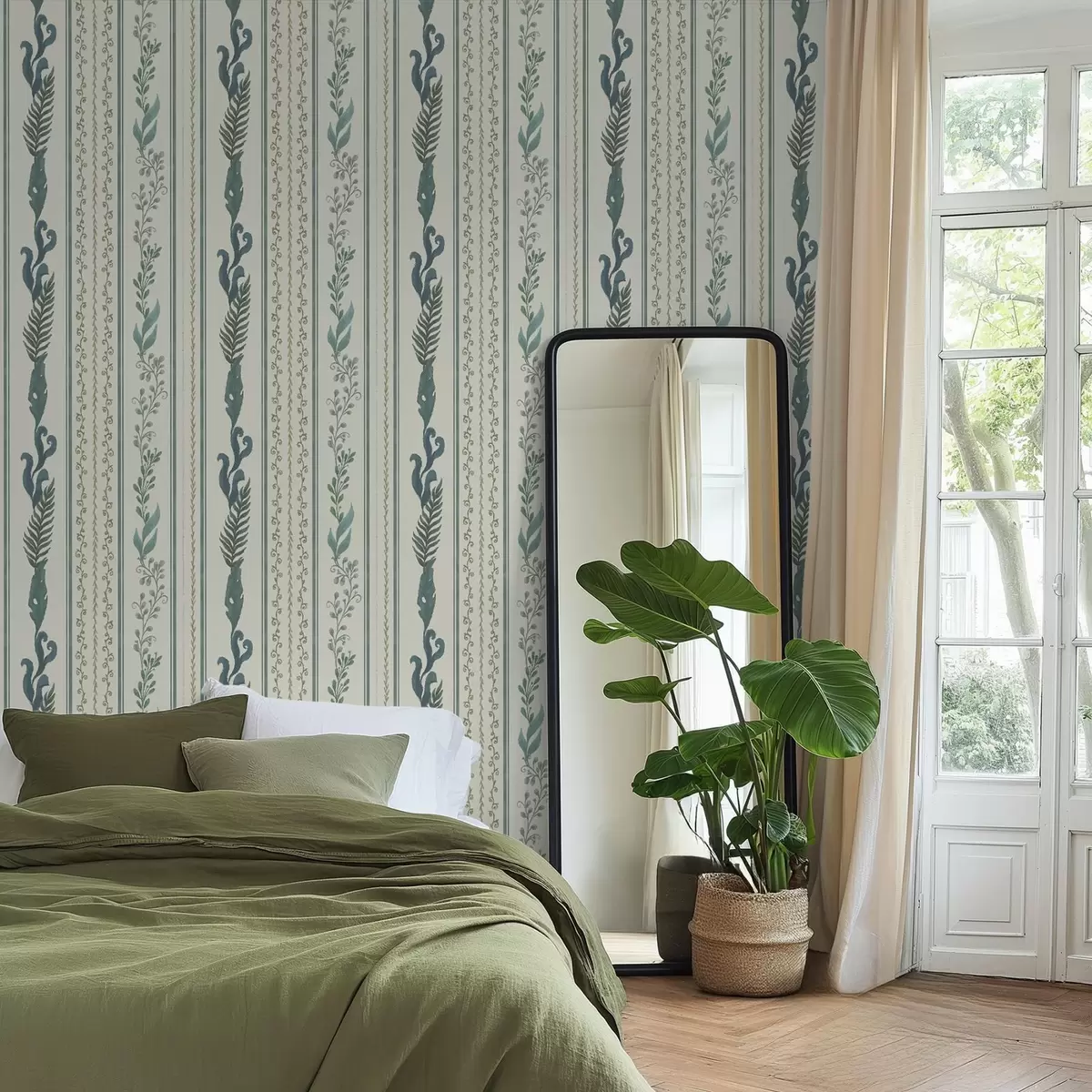 Bakgrunn Striper med grener og krøller på varm melkeaktig bakgrunn a00823v2