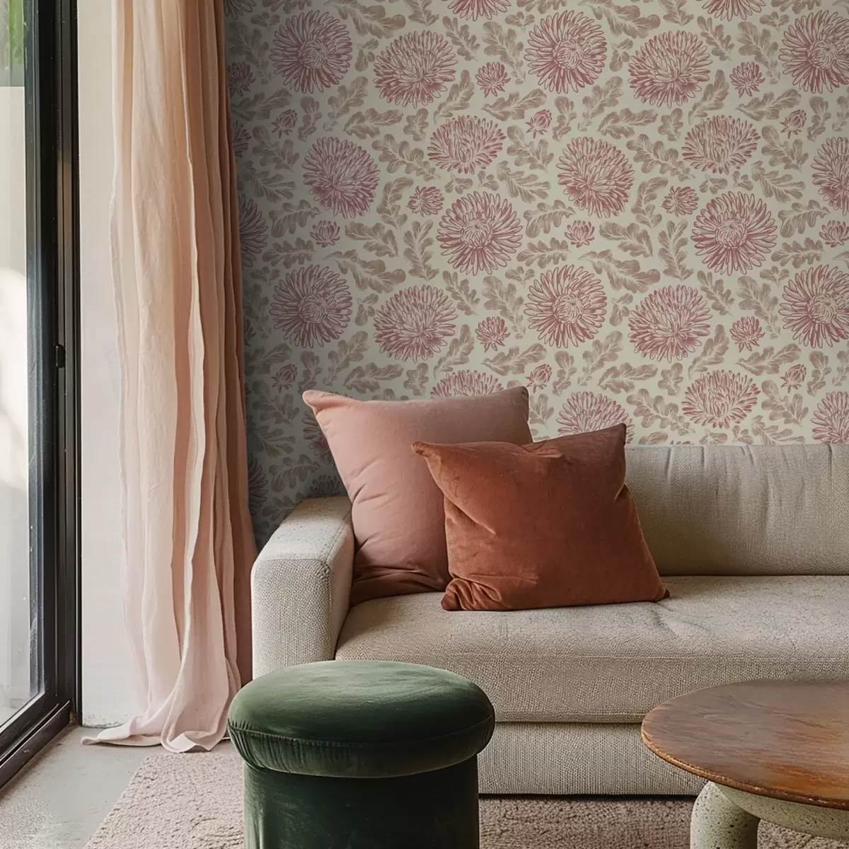 Bakgrunn Krysantemum med vinaktige innslag på kremfarget bakgrunn a00840v1