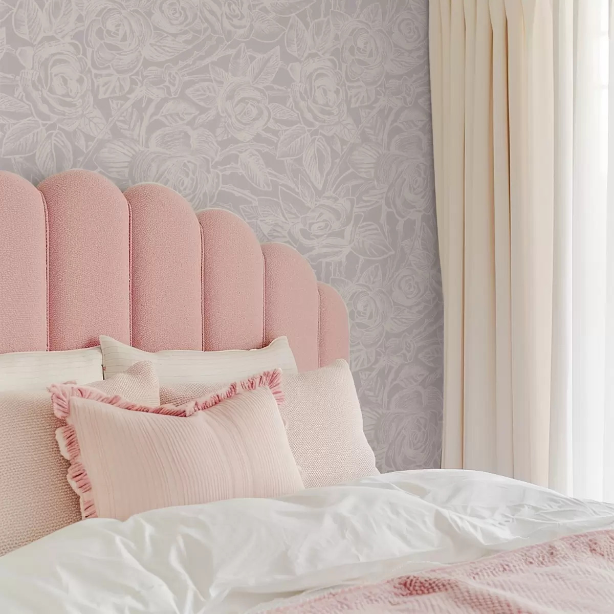 Bakgrunn Graverte roser på lysegrått a00841v1