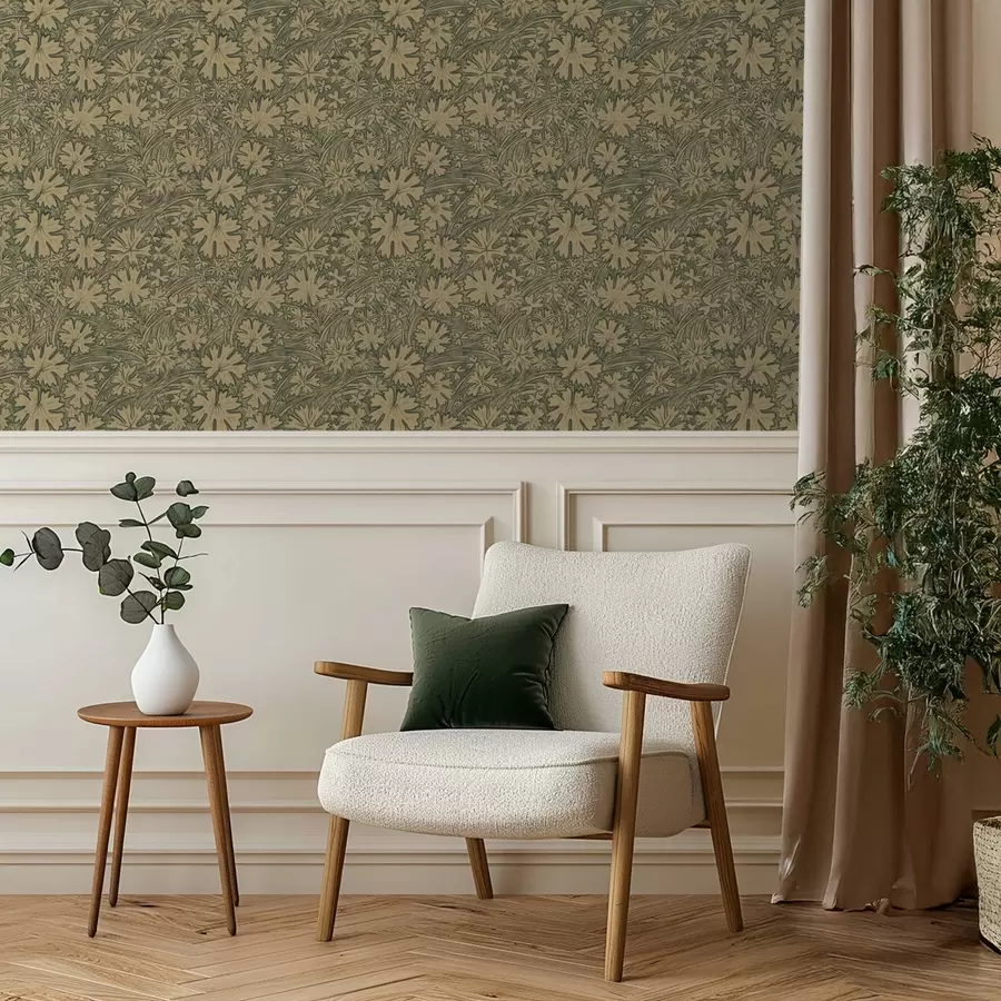 fototapeter Markblader og gress i grå-olivenfarger a00847v1