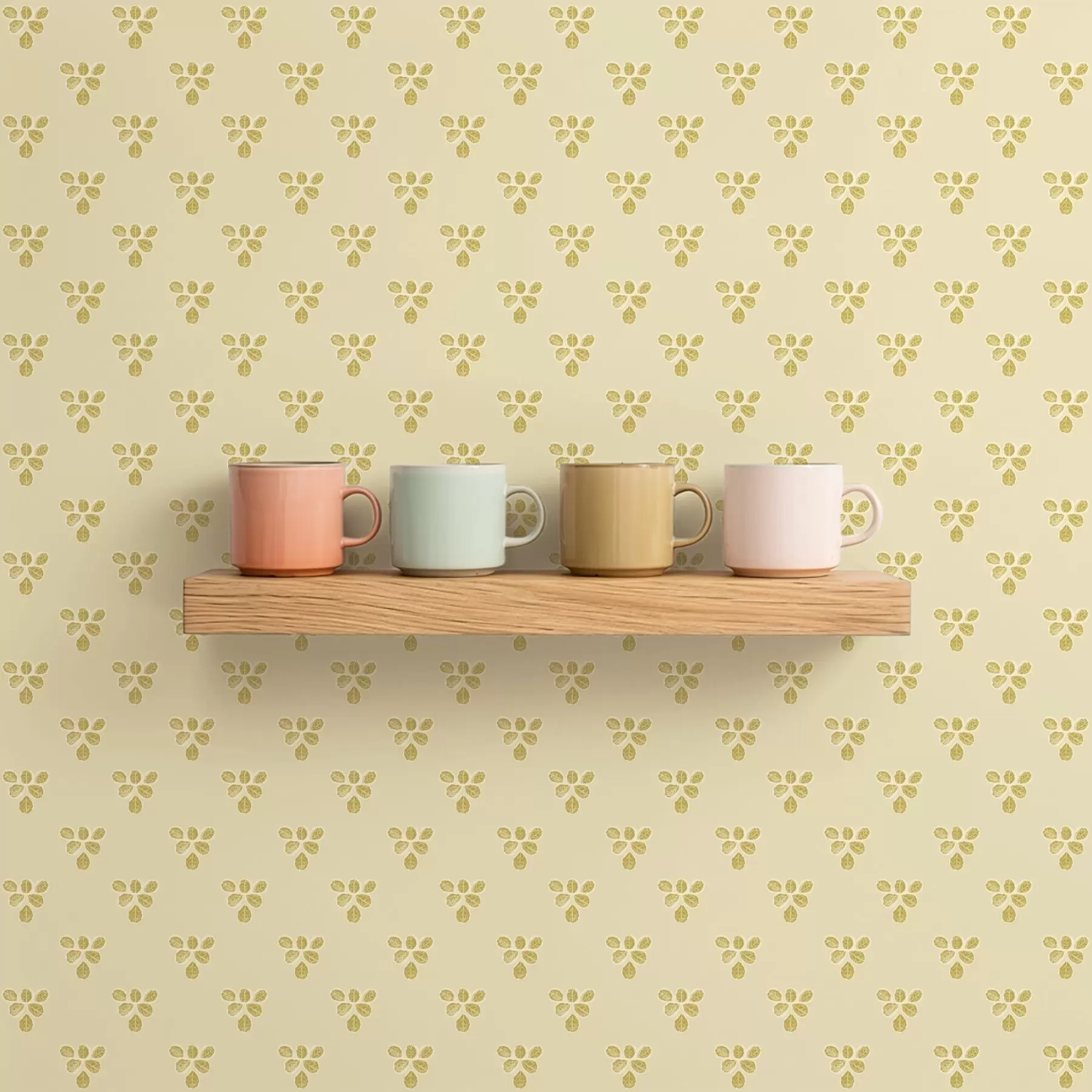 fototapeter Liten gjentakelse: treblader på krembeige bakgrunn a00848