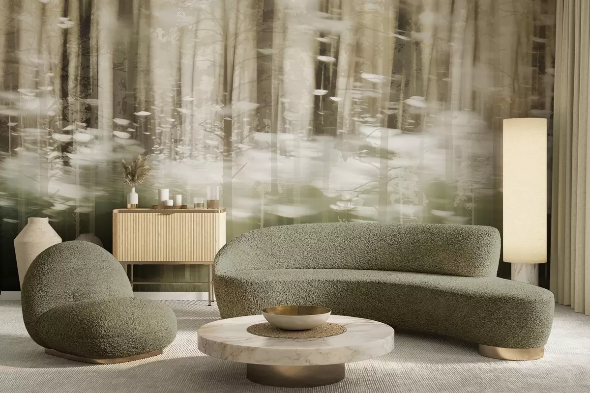 fototapeter Stiliserte trestammer i pastellfarger w04844