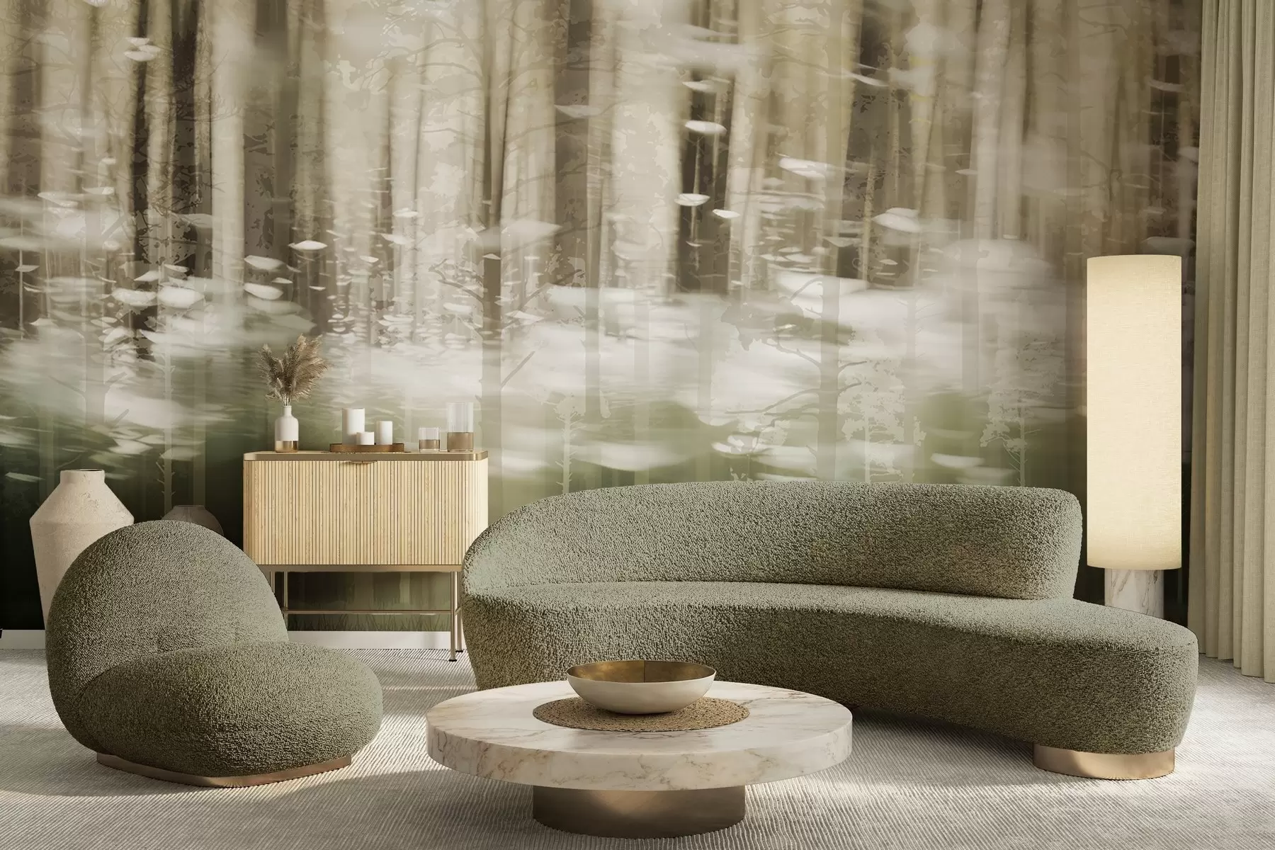 fototapeter Stiliserte trestammer i pastellfarger w04844