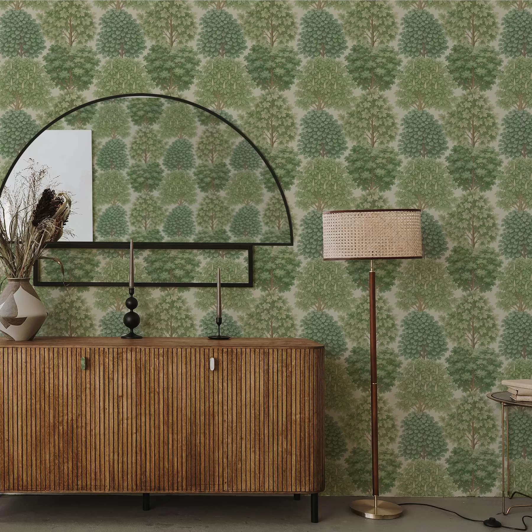 fototapeter Tre-hage i myke grønnfarger på en lys bakgrunn a00775