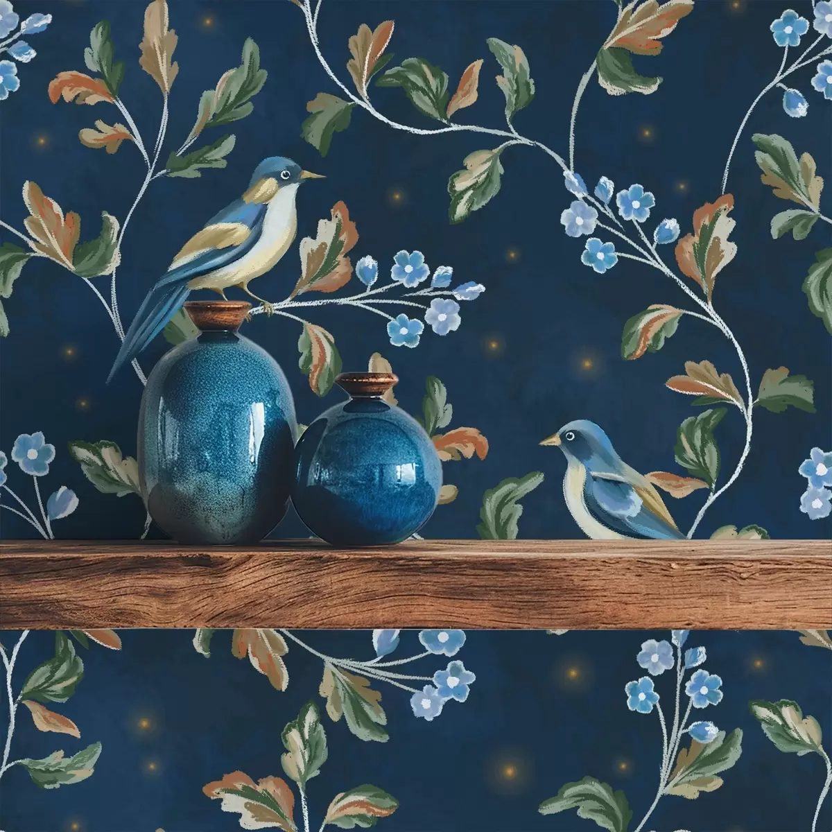 Bakgrunn Pupper på grener, nattblå bakgrunn med gnister a00858