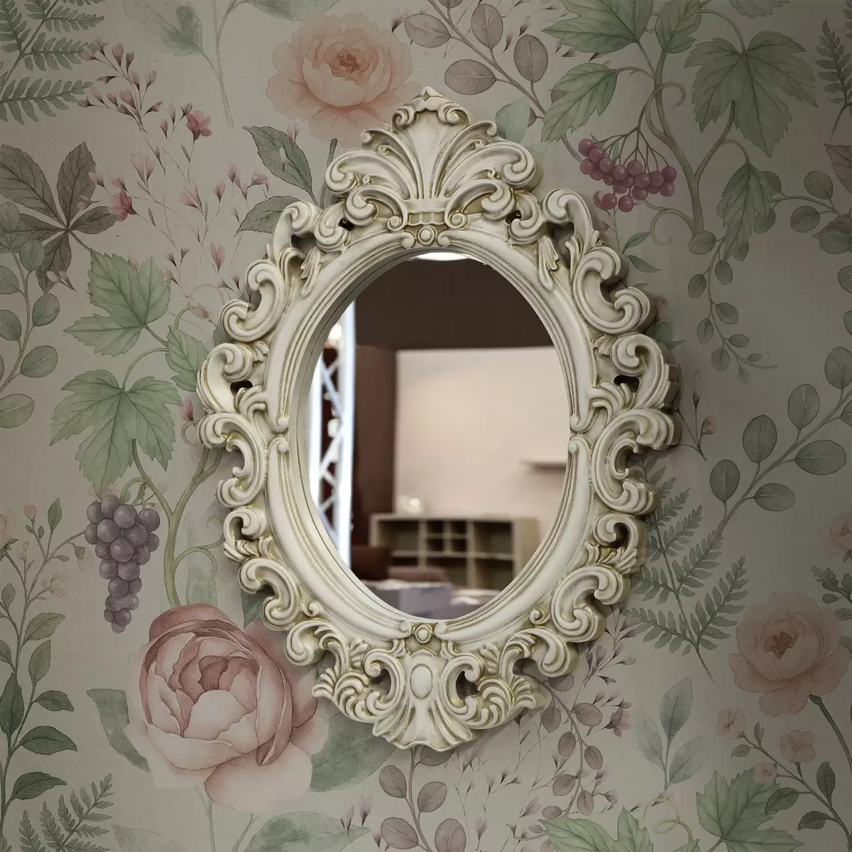 Bakgrunn Pastellhage med roser, bregner og druer a00867