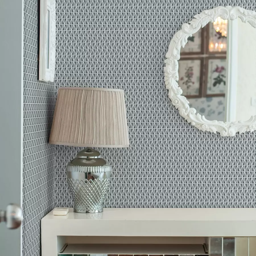 fototapeter Fint hvitt diamantgitter over dempet blågrønn a00903