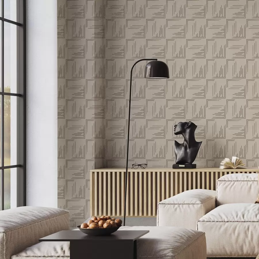 fototapeter Store kakao-hjørner med varierte linjefyllinger, sand a00913