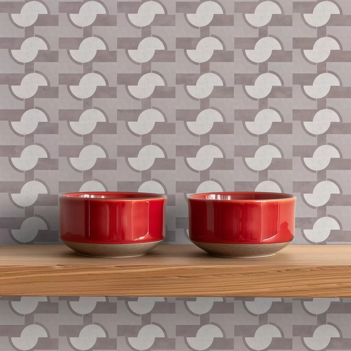 Bakgrunn Mauve modulære fliser med sammenkoblede halvsirkler a00915