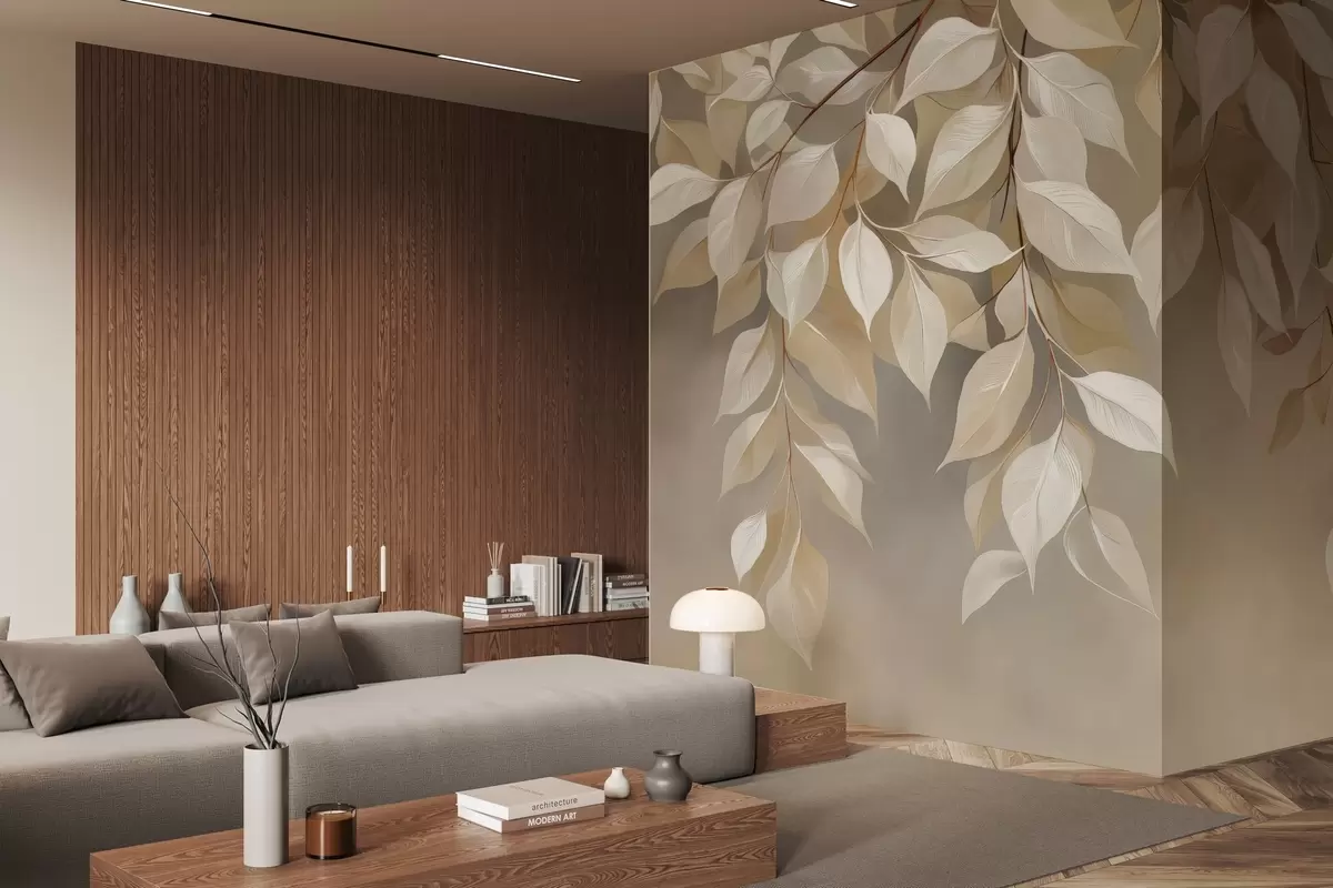 fototapeter En kvist kjørvel med blader w04899