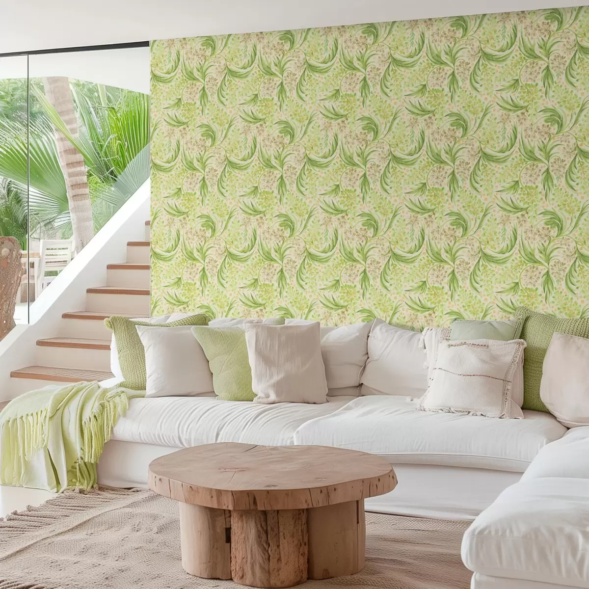 Bakgrunn Lyst blomstermønster i myke grønne nyanser a00853