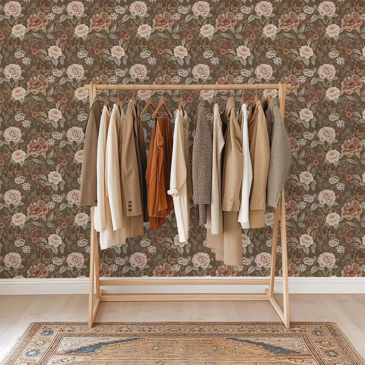 Bakgrunn Varme roser og bær på brun bakgrunn a00868