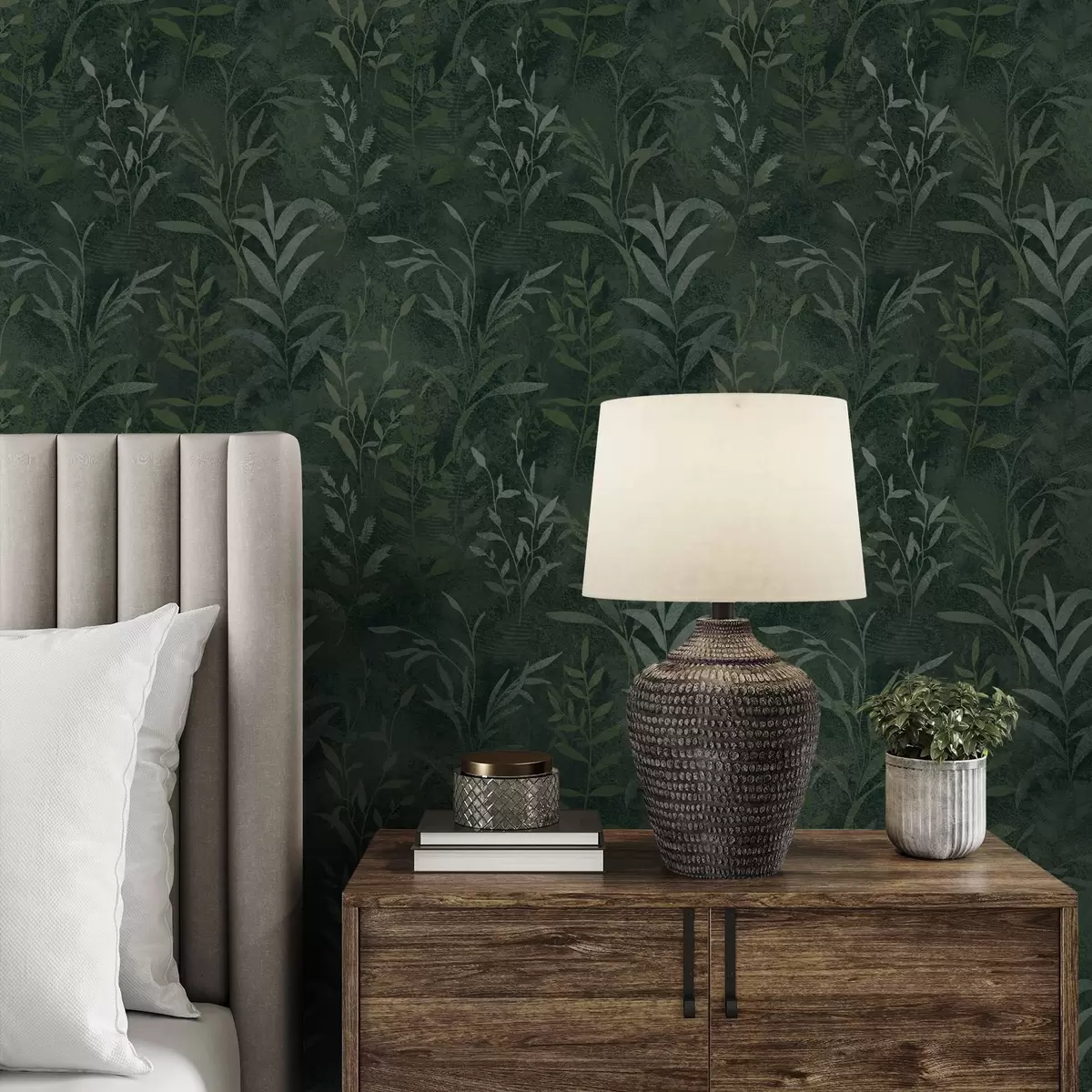 Bakgrunn Mørkegrønn bakgrunn med gjennomsiktige bladgrener a00888