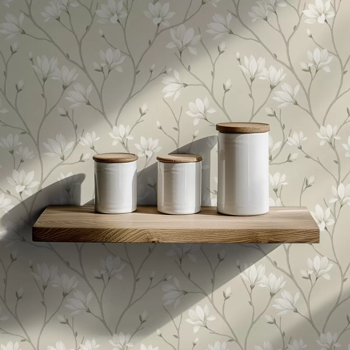 Bakgrunn Lyse magnoliaer på slanke beige grener a00890