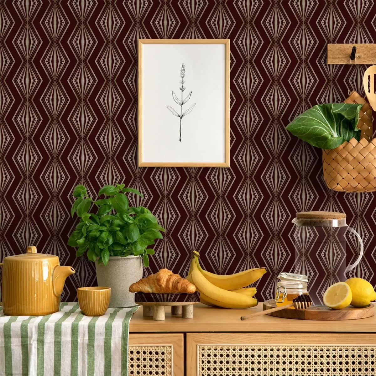 Bakgrunn Diamantgeometrisk mønster på vinbrun bakgrunn a00925v1