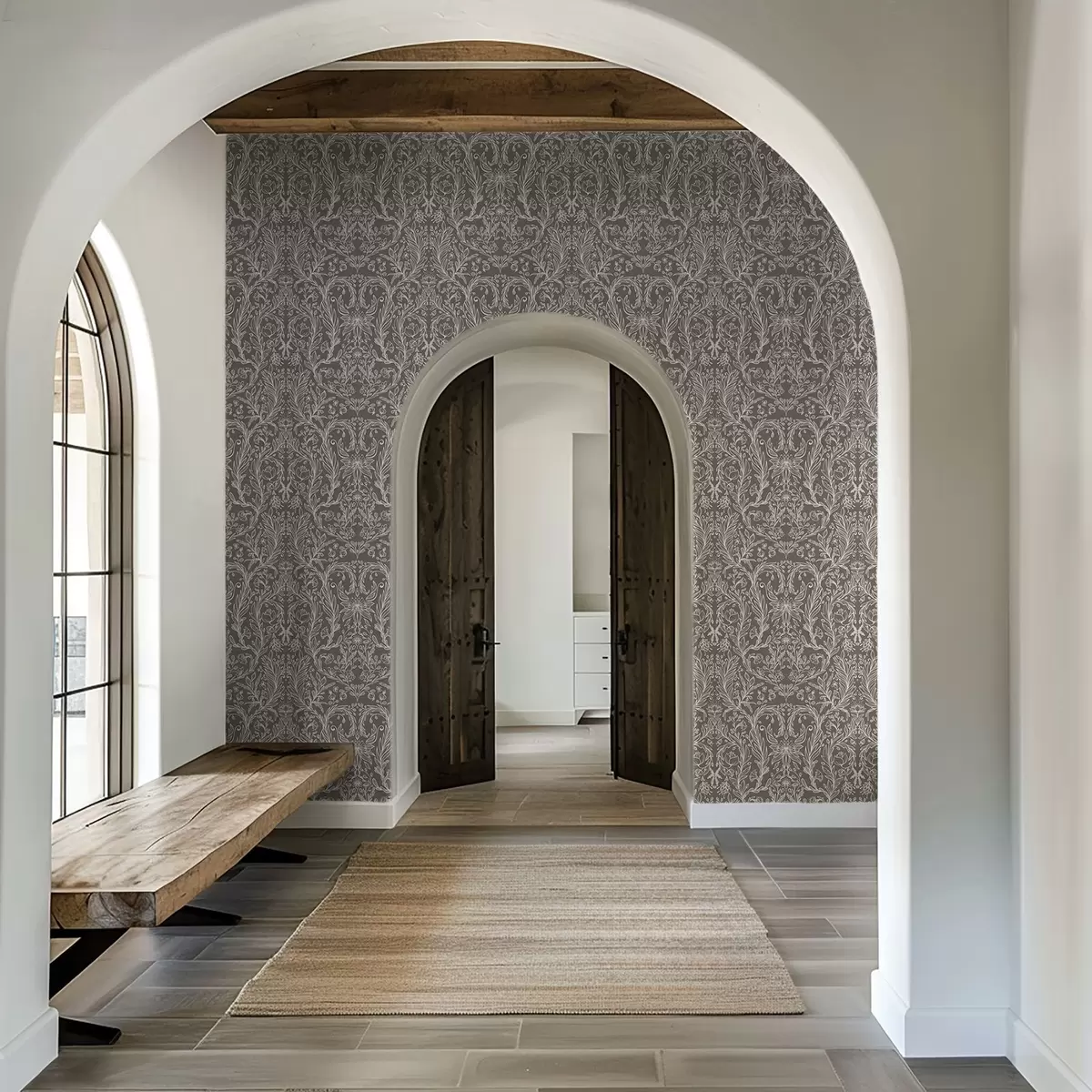 Bakgrunn Monokromt botanisk mønster på varm brun a00929v2