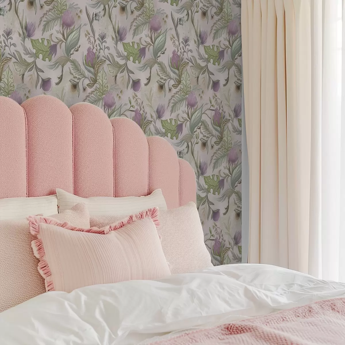 Bakgrunn Lilla villblomster og blader på en pulveraktig bakgrunn a00930v3