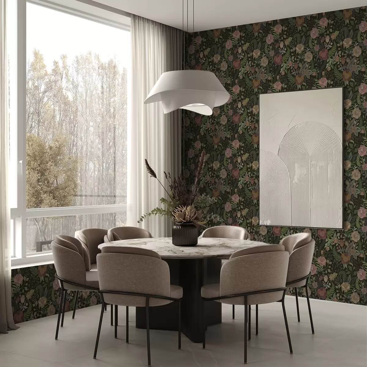 Bakgrunn Rike blomster og grønt på en dyp, mørk bakgrunn a00932