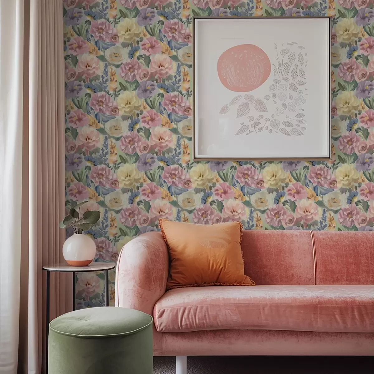 Bakgrunn Pastellfargede, uskarpe penselblomster, myk fargepalett a00954