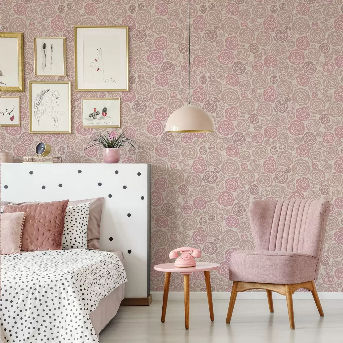 Bakgrunn Spiralsvingte rosa roser og sprut på lys bakgrunn a00955