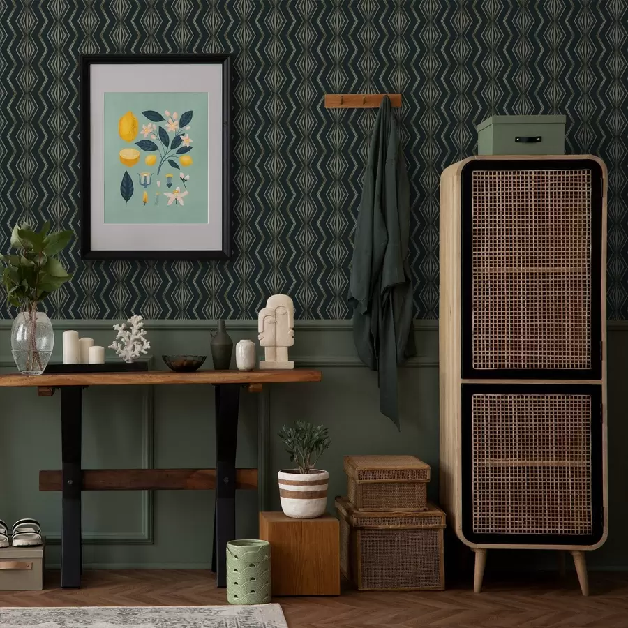 fototapeter Mørk blågrønn diamant geometrisk mønster a00973v1