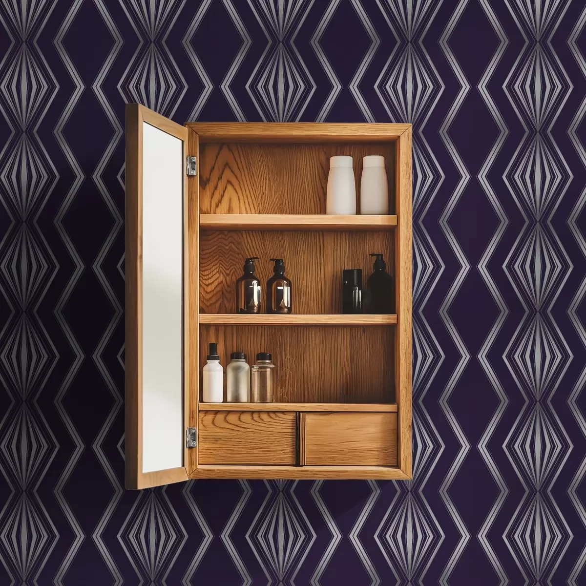 Bakgrunn Rik fiolett bakgrunn med diamanter og grå sikksakklinjer a00974v1